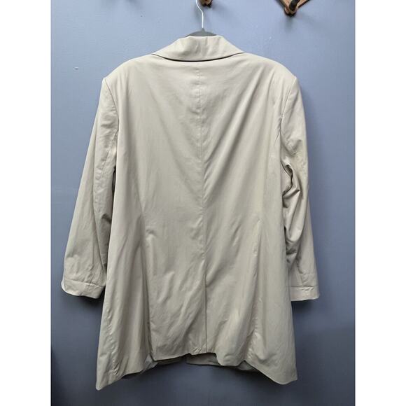 Emme Trench Coat Womens plus size 1X Button front Tan Mid Length - Picture 2 of 9